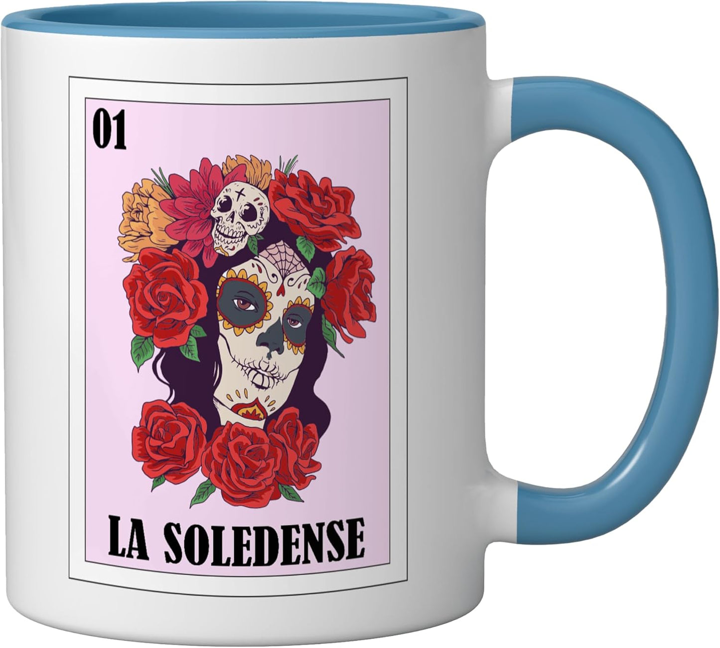 Taza cerámica Funny Soledad de Graciano Sánchez México azul/blanco