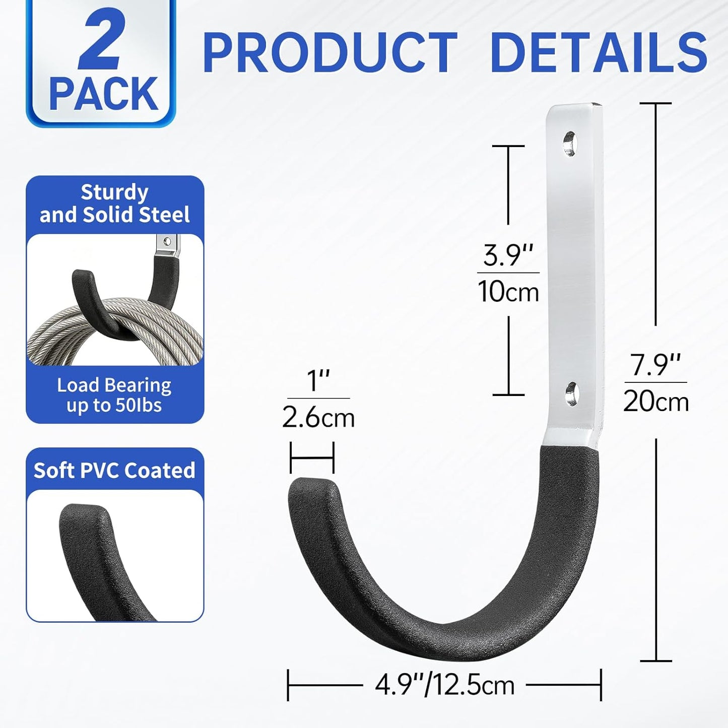 Ganchos de garaje acero resistente para herramientas