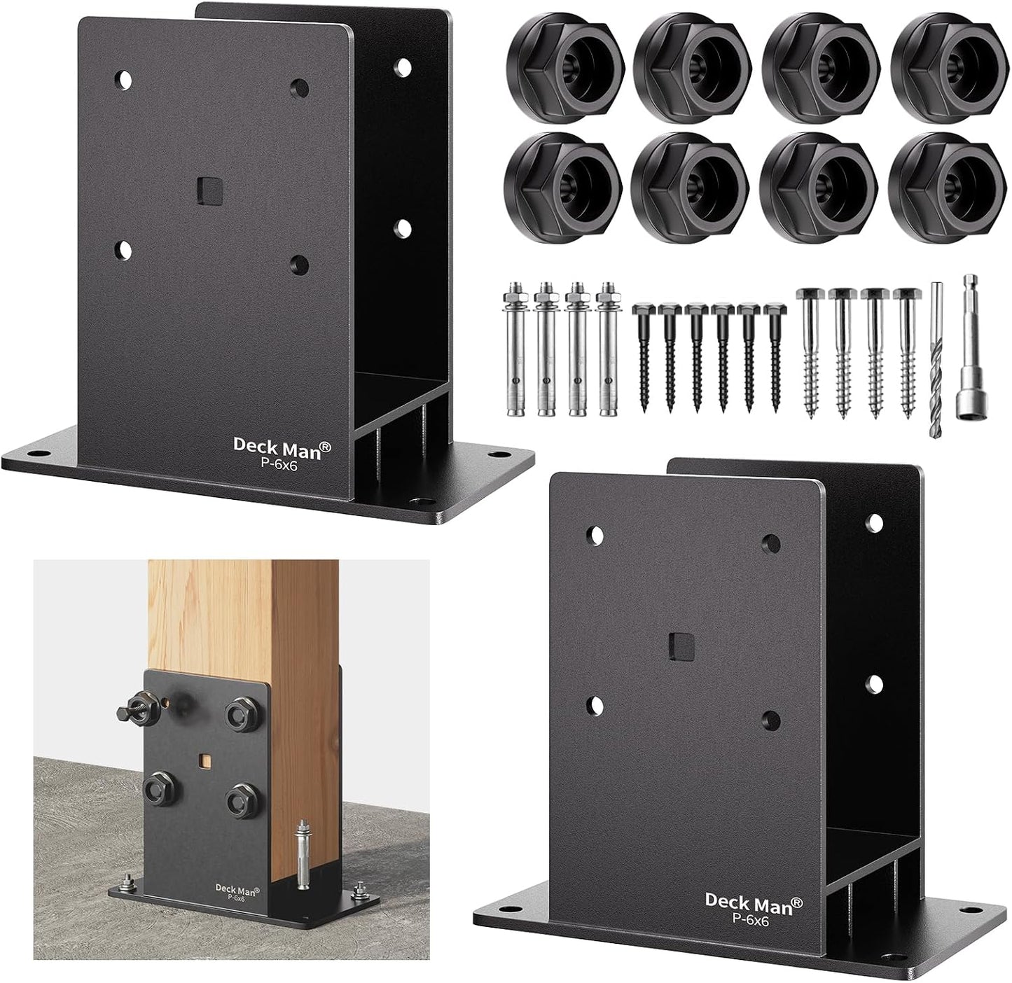 Base poste acero inox con canal aire anclaje 2x6