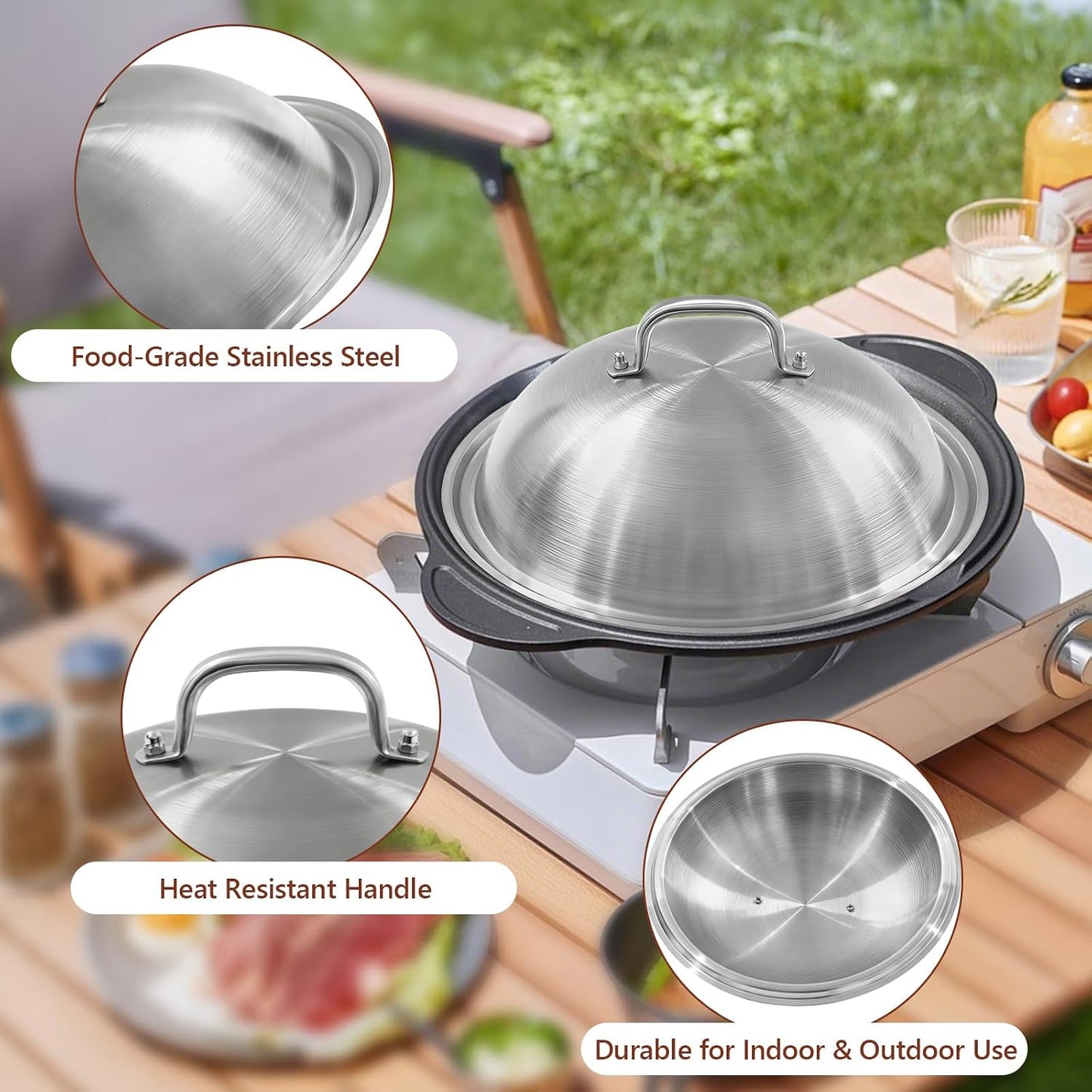 Cúpula de fusión de queso 12pulg acero inox set 2