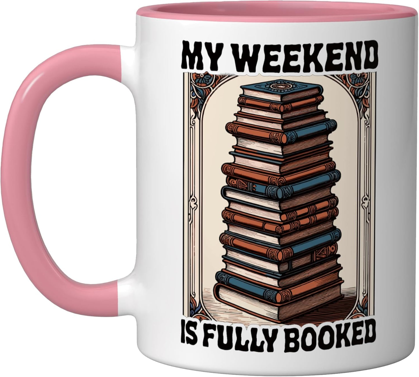 Taza cerámica para lectura Bookworm Rosa/Blanca