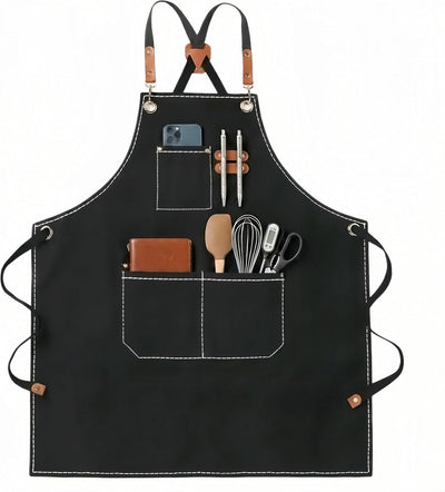 Delantal de chef para hombre de lona ajustable con bolsillos