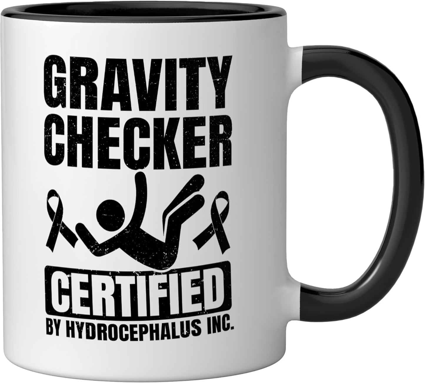 Taza cerámica para conciencia sobre hidrocefalia guerrero negro/blanco