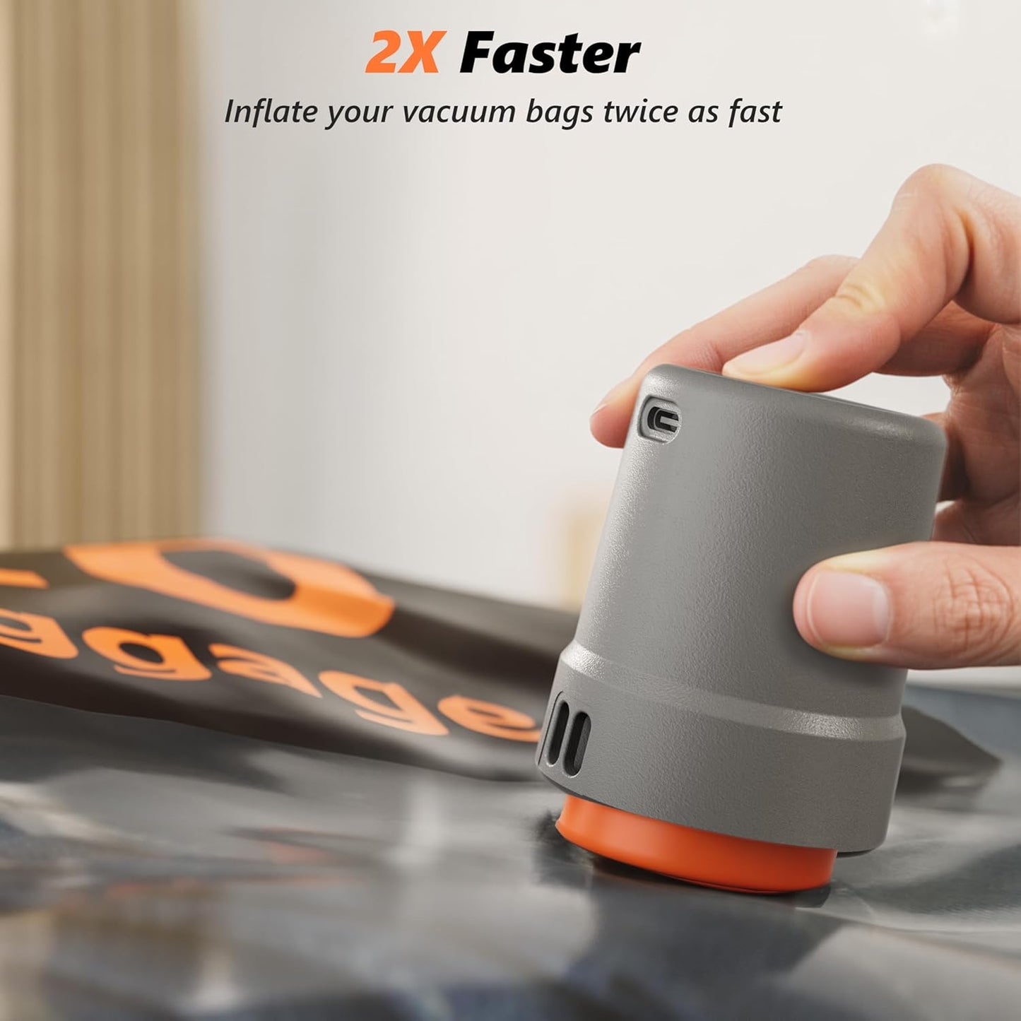Bomba vacío viaje mini eléctrica inalámbrica recargable USB gris