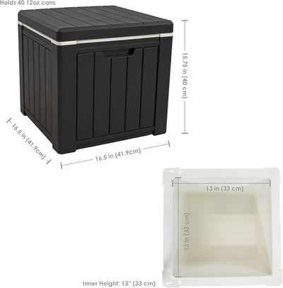Enfriador bebidas 9gal para patio 40 latas 12oz resina negra