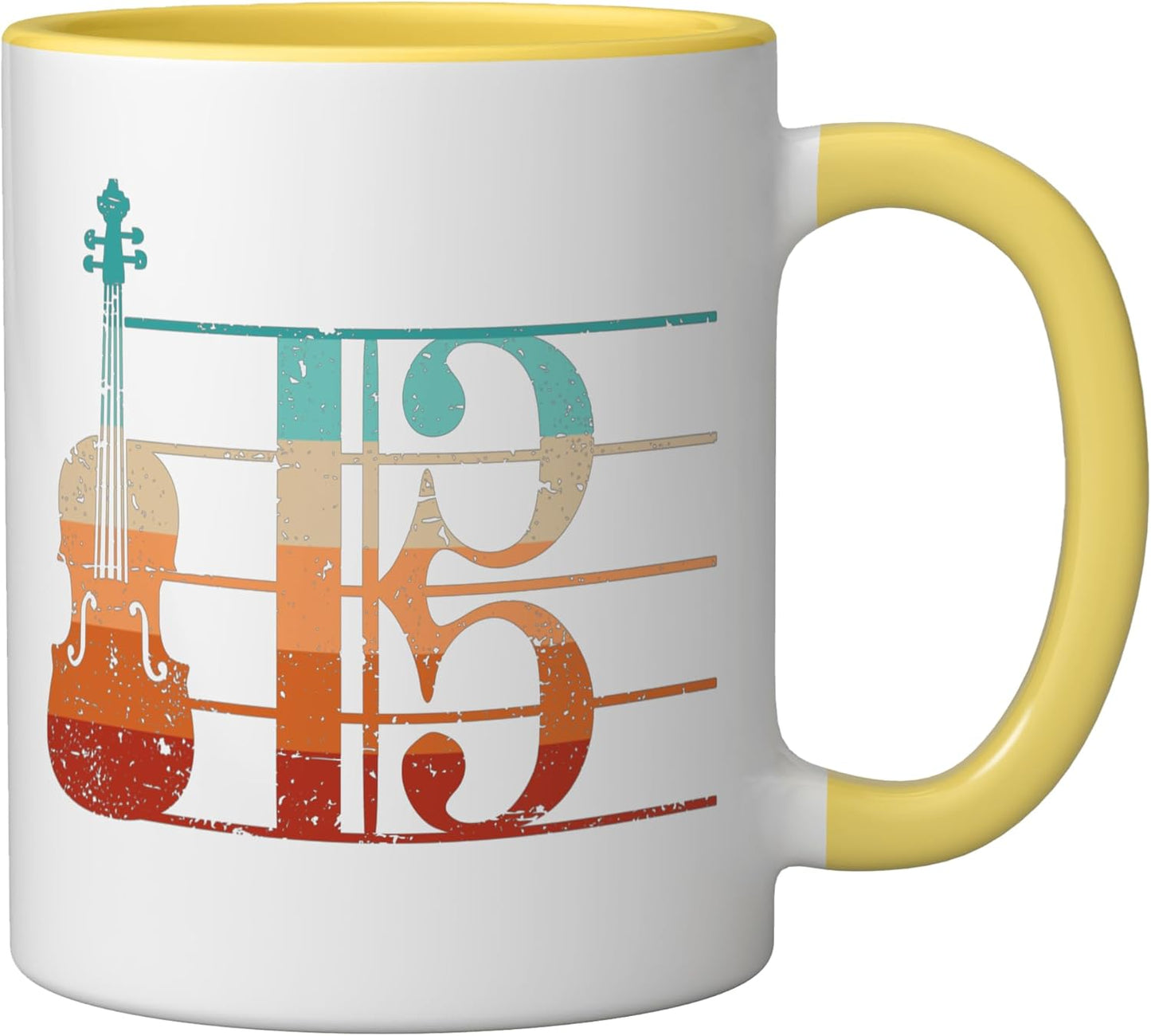 Taza cerámica para violista Alto Clef Viola Player Amarillo/Blanco