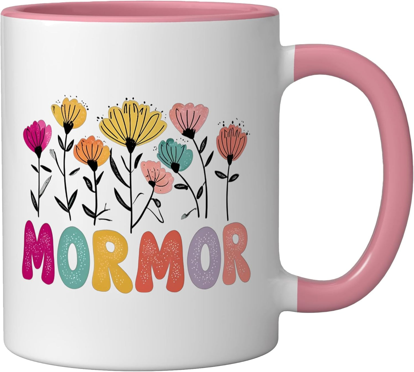 Taza cerámica MorMor floral rosa/blanco