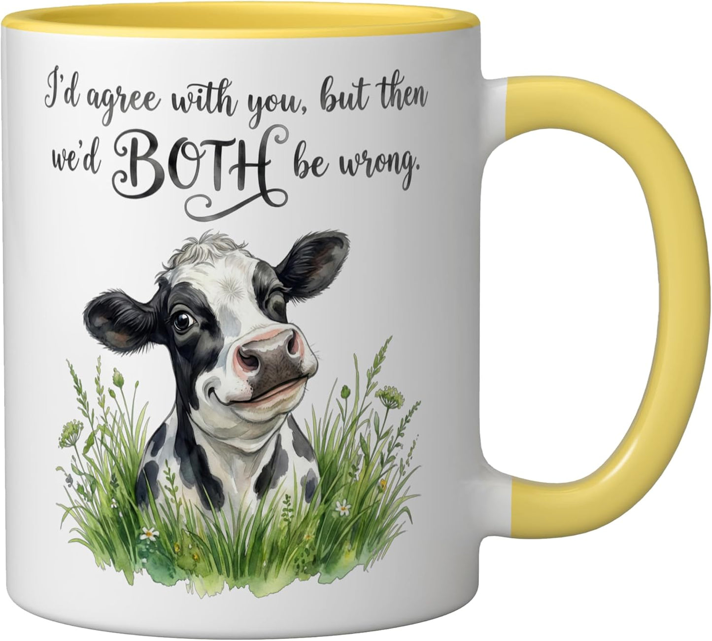 Taza Cerámica Granja Vaca Humor Amarillo/Blanco