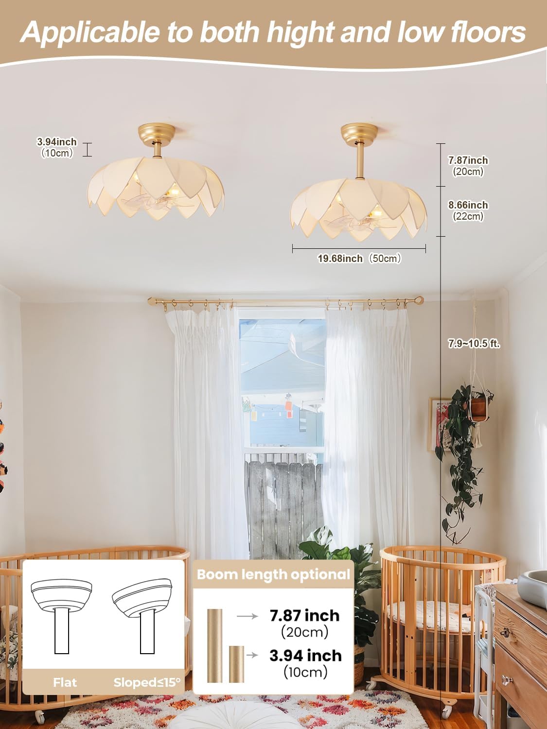 Ventilador techo dorado 20pulg luces candelabro 6 velocidades