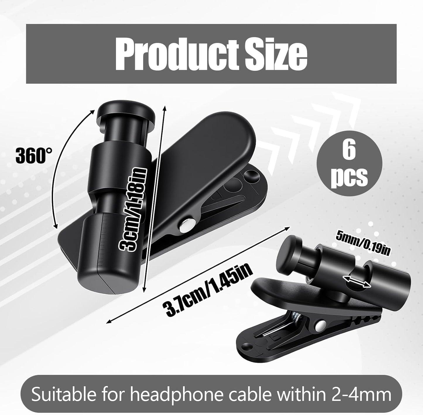 6 Pzas Ganchos para Cables Auriculares 2-4mm