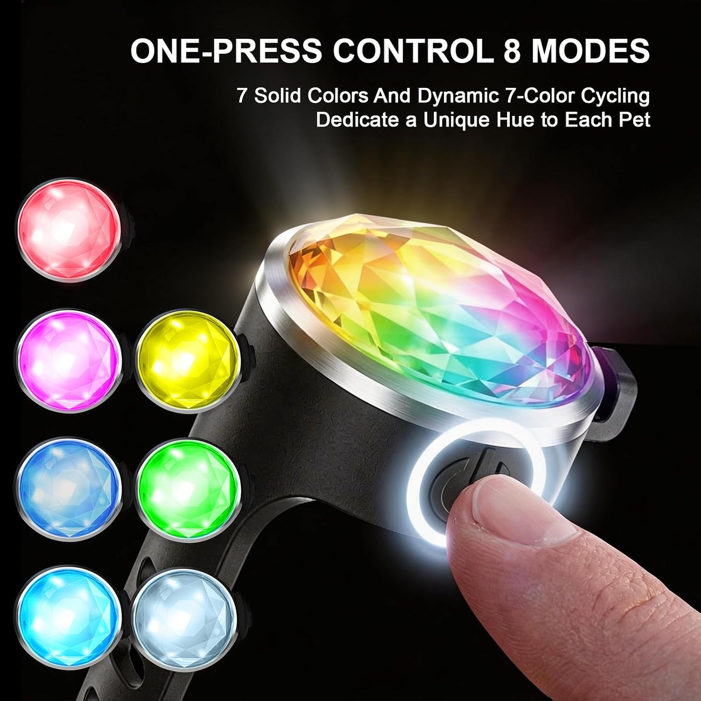 2 Luces LED USB-C para Collar Perro Impermeable RGB