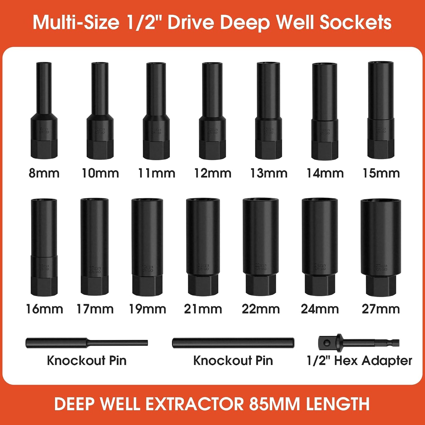 Set 17 Pzas Extractor Tornillo 85mm Acero Cr-Mo