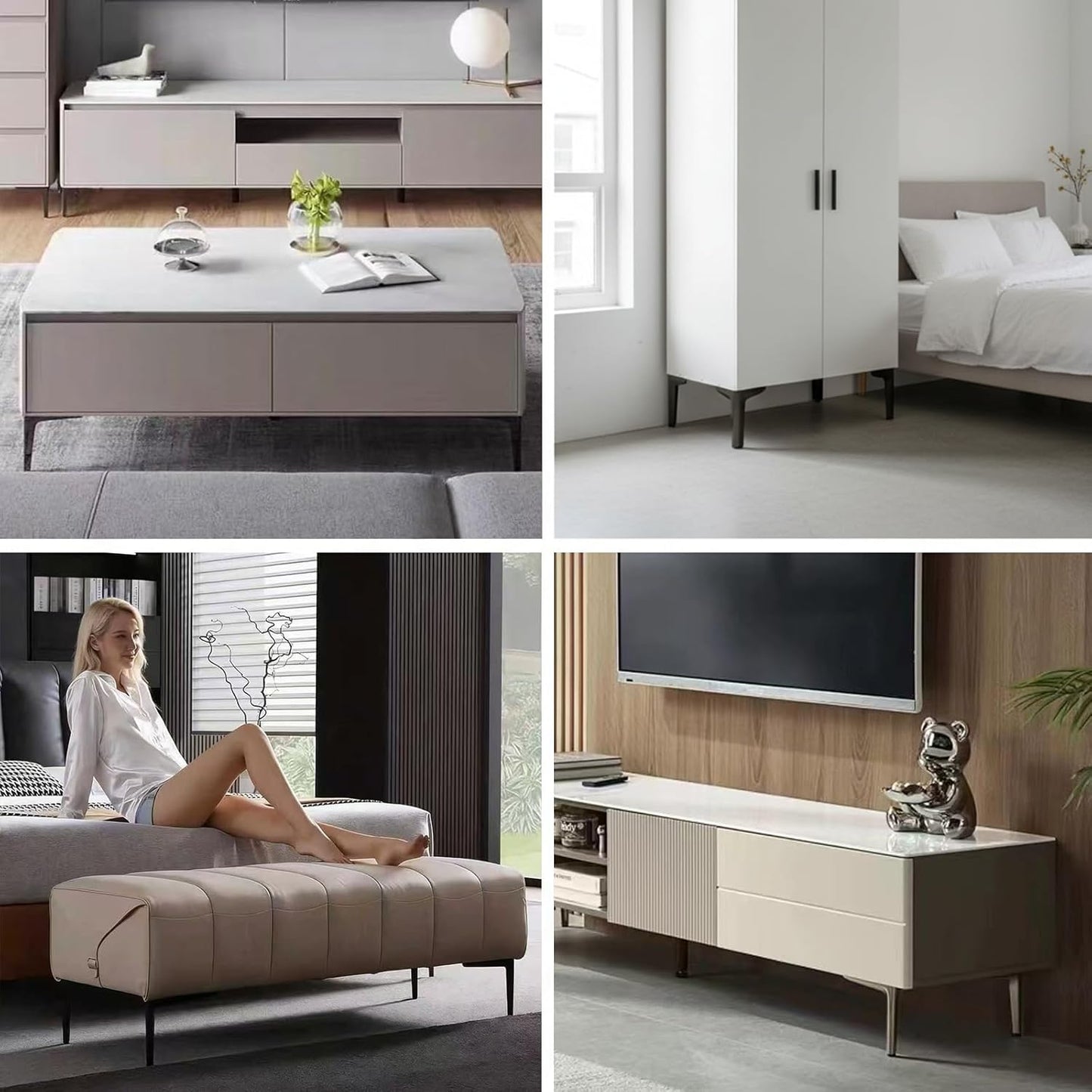 Patas muebles 6pulg set 4 metal negro modernas