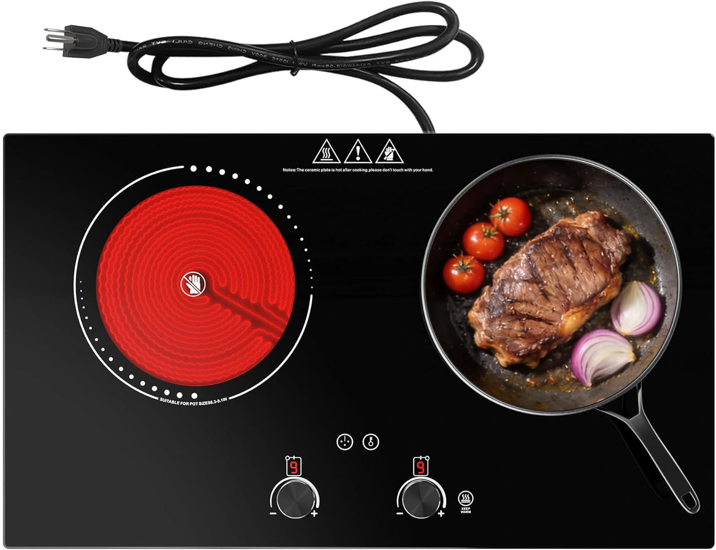 Placa eléctrica cocina 4000W 9 ajustes modo calor
