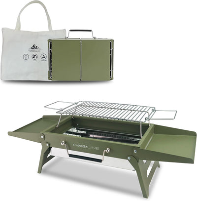 Parrilla carbón portátil 14x9pulg para campamento y pícnic