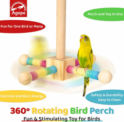 Juguete perca giratoria para loros y pájaros pequeños de madera