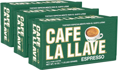Cafe La Llave Café expreso molido tostado oscuro 16 oz paquete de 3
