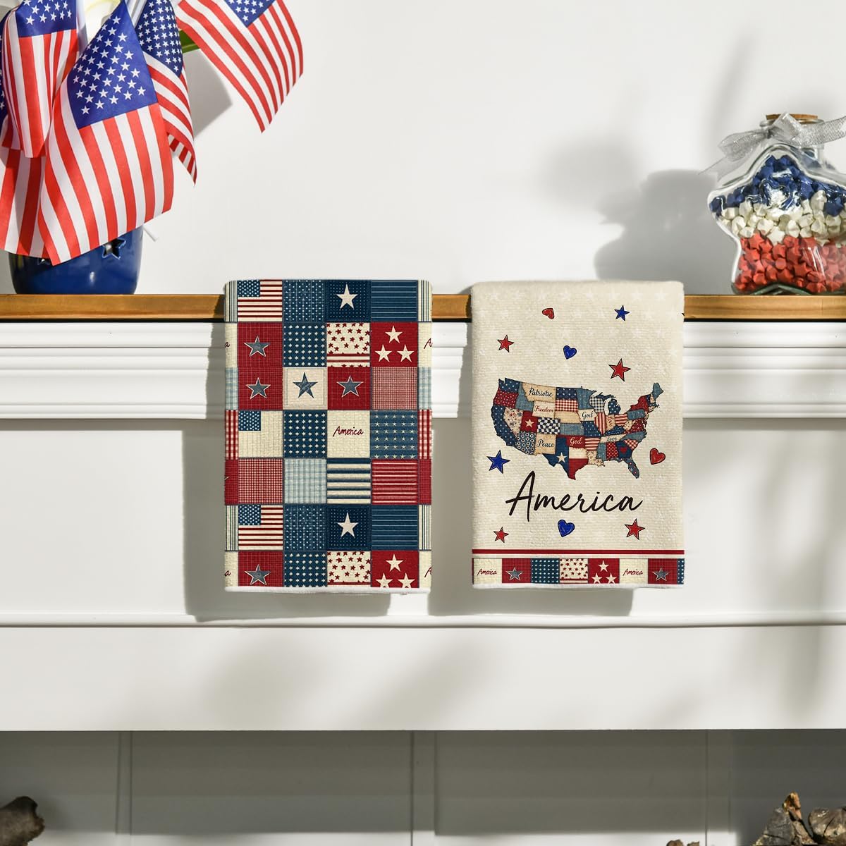 Toallas de cocina Artoid Mode con rayas Star America 18 x 26 pulgadas