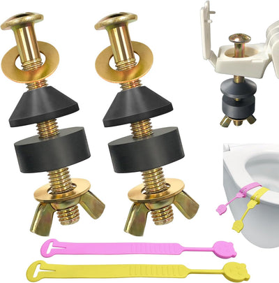 Kit repuesto pernos asiento inodoro metal paq 2