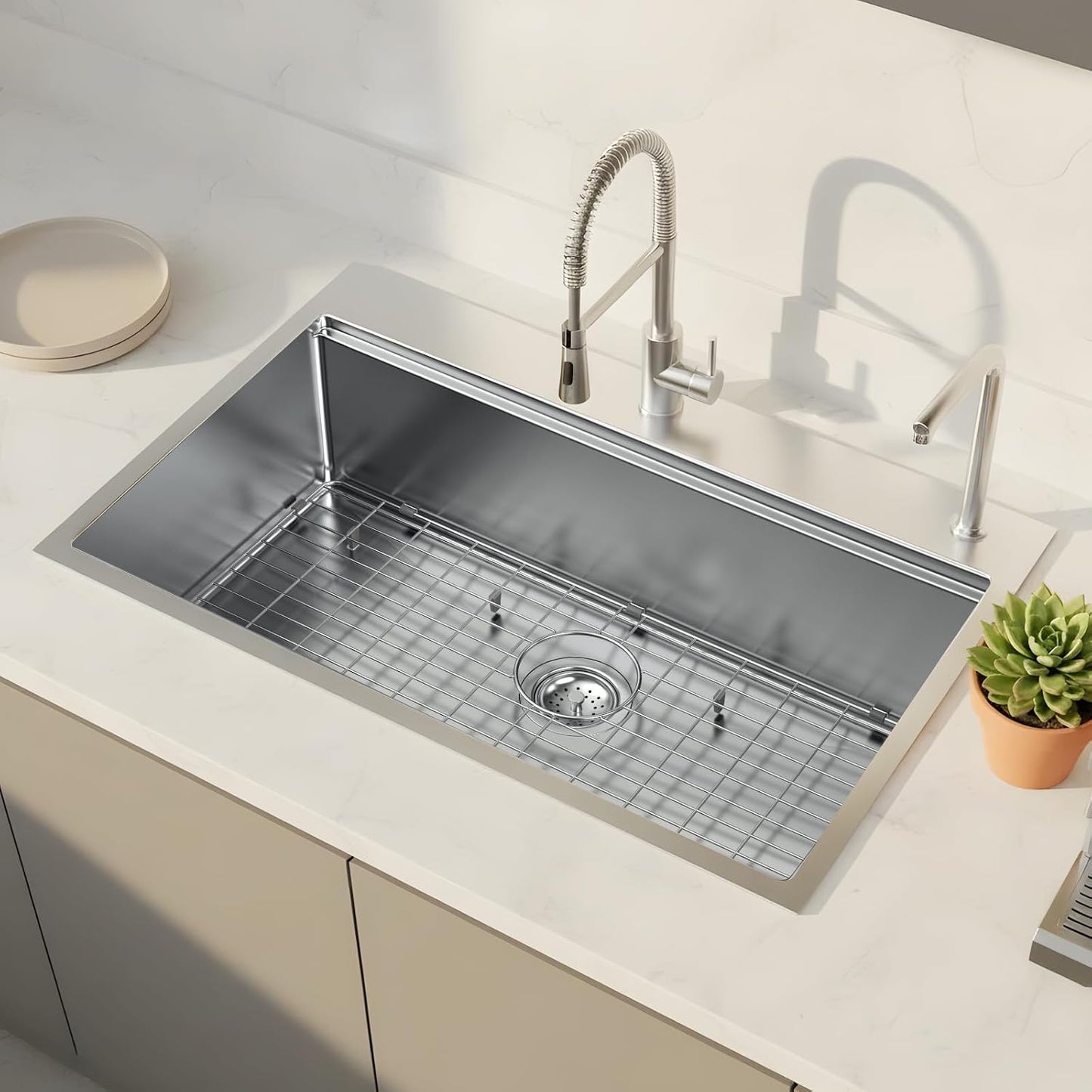Fregadero cocina acero inox 33x22pulg estación trabajo