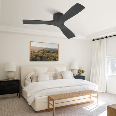Ventilador techo 48pulg perfil bajo 3 aspas madera motor CC 6 velocidades