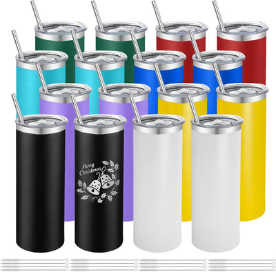 16 Vasos Acero Inox Doble Pared 20oz Con Tapa