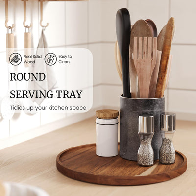 Bandeja de madera de acacia decorativa para mesa de café y sala de estar