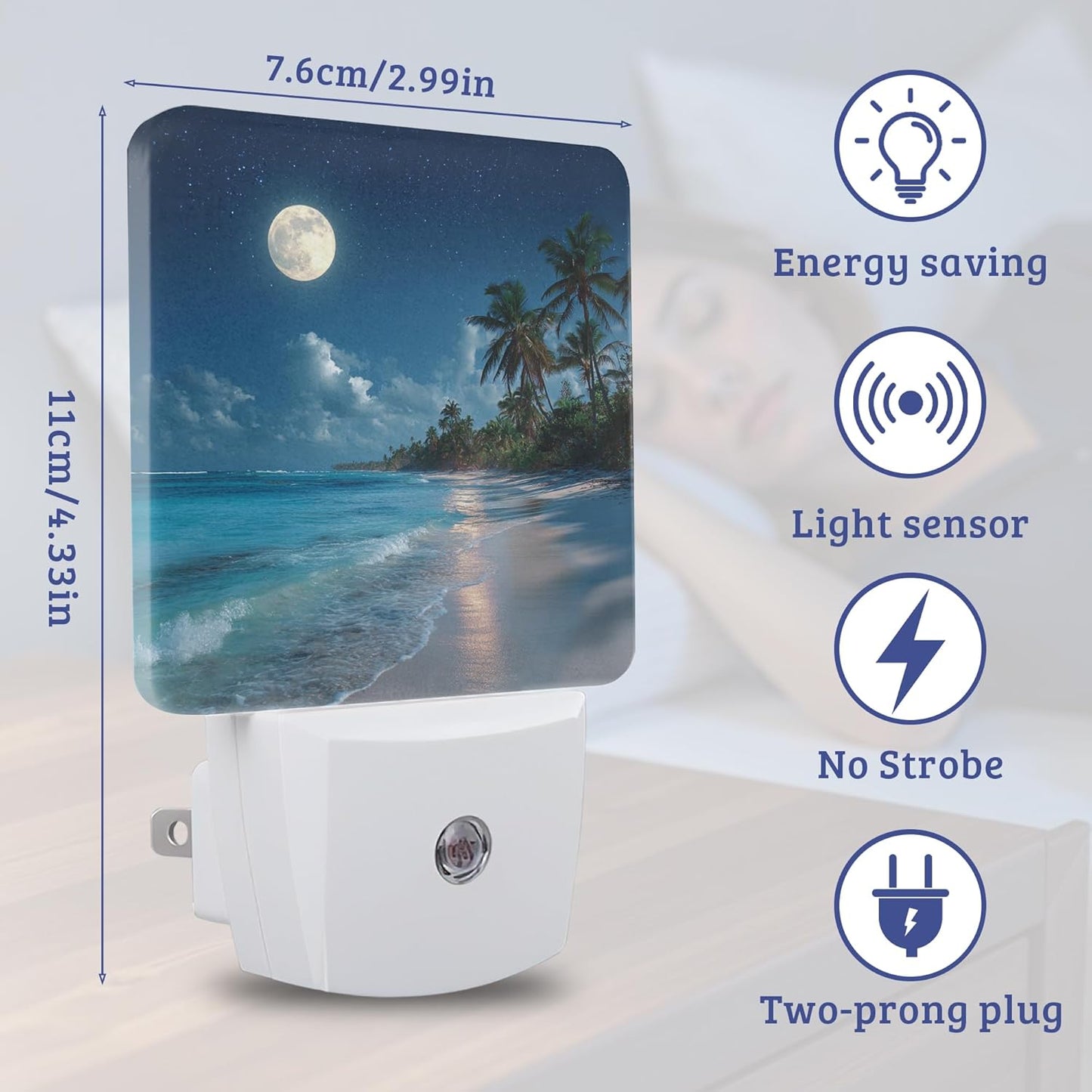 Luz Nocturna Palmera Pared Sensor Amanecer Dormitorio Baño