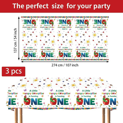 Mantel rectangular de plástico con diseño de oruga para fiestas infantiles 54x108 pulgadas 3 piezas
