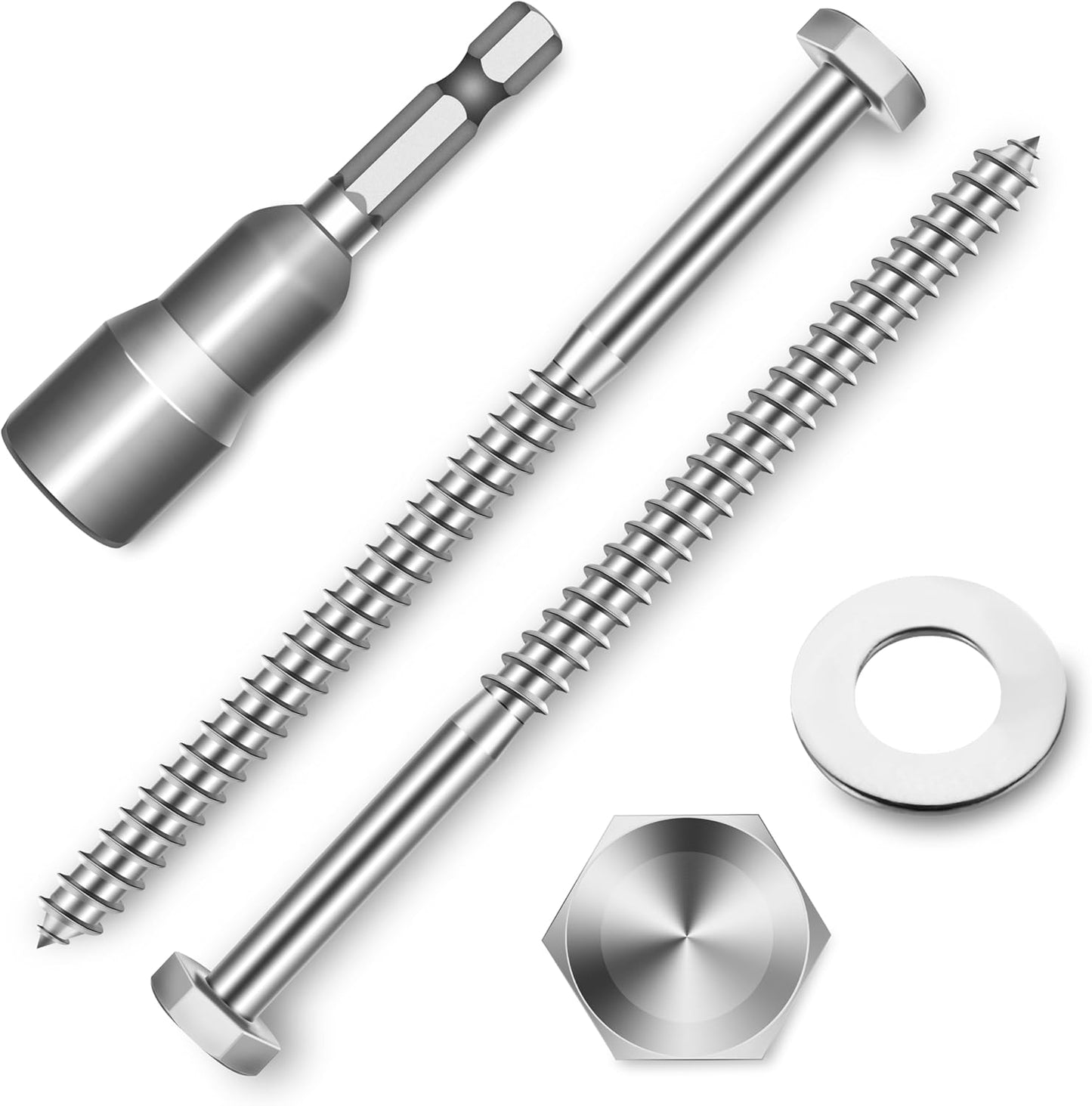 Tornillos acero inox 1/4x4 para madera con cabeza hexagonal