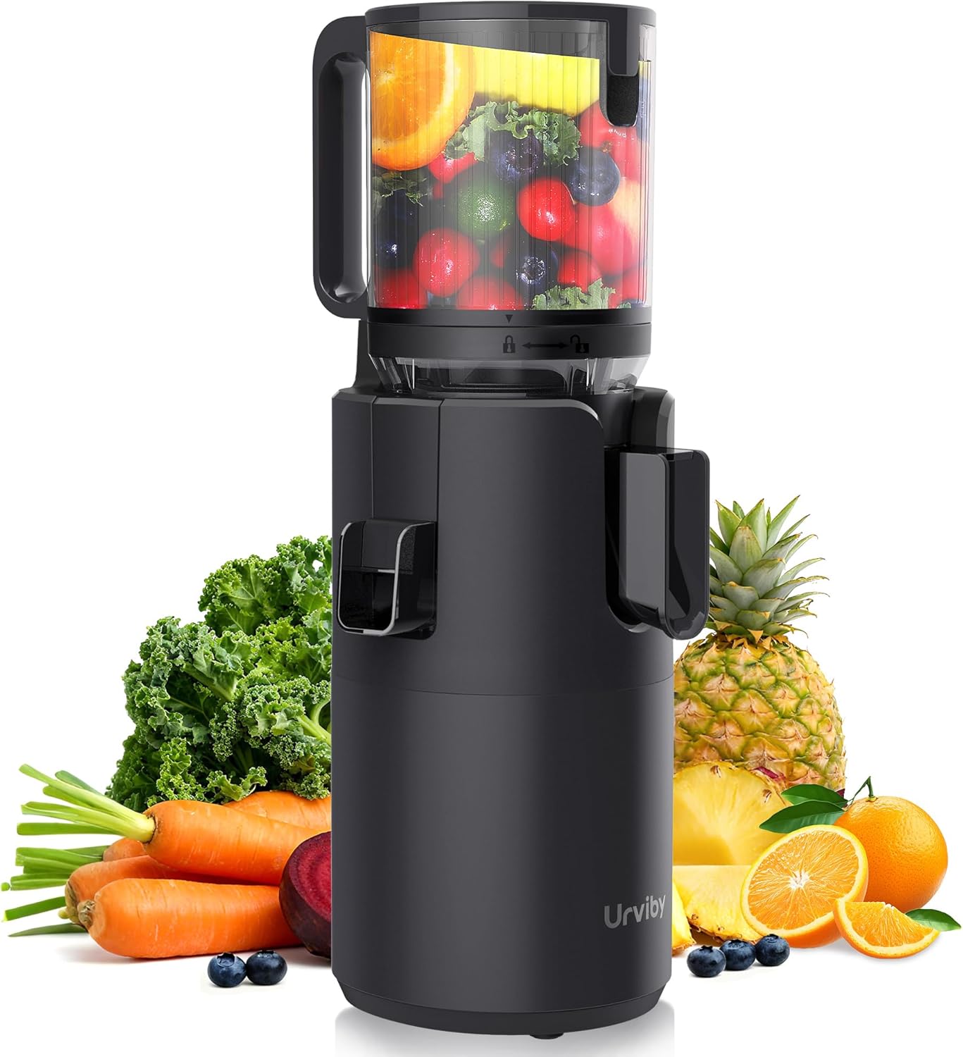 Exprimidor masticador con doble prensa 5.3 pulgadas motor 400 W negro oscuro