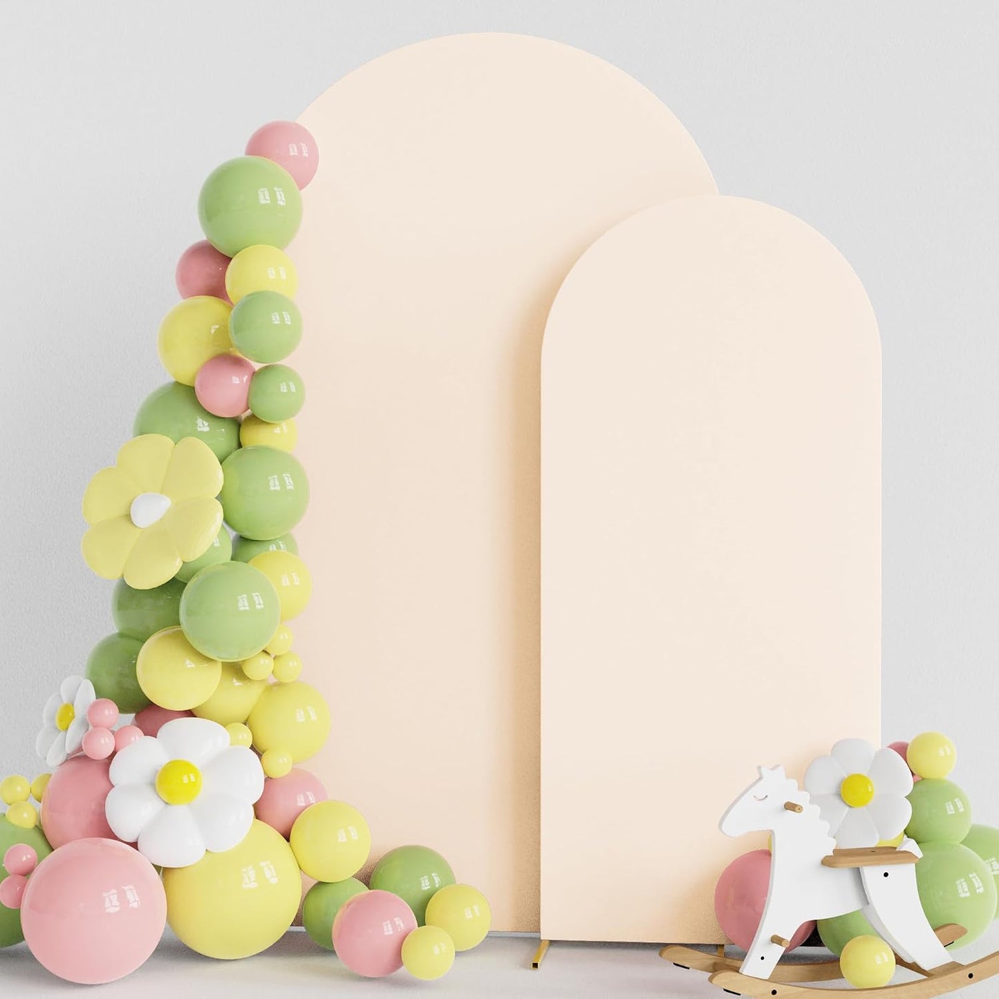 2 Pzas Fundas Elastano Arco Boda 7.2x6ft Redondo Beige