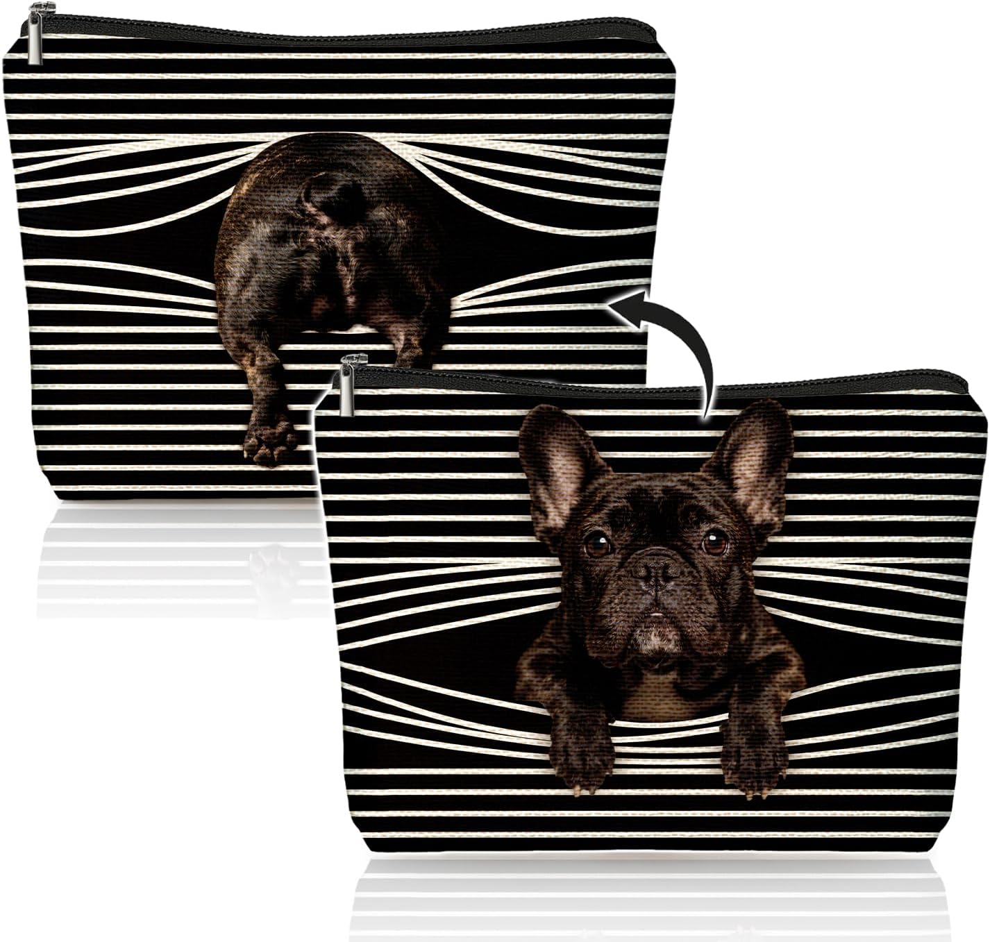 Bolsa maquillaje flores gato con cremallera regalo mujer
