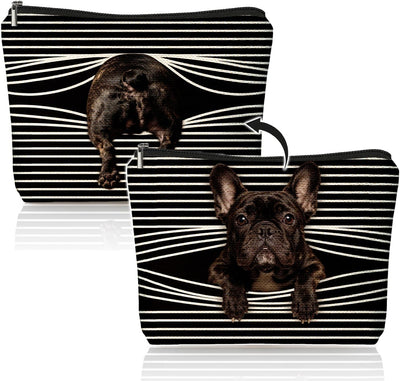Bolsa maquillaje flores gato con cremallera regalo mujer