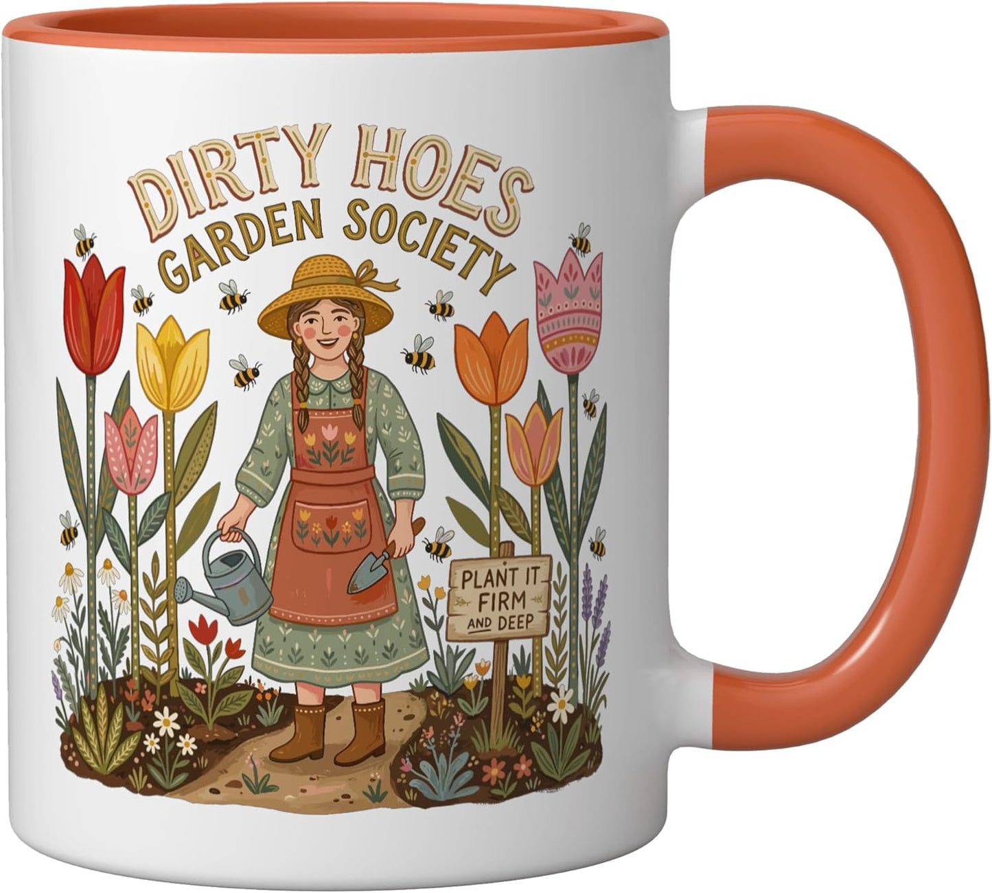 Taza cerámica Dirty Hoes Garden Society naranja/blanca