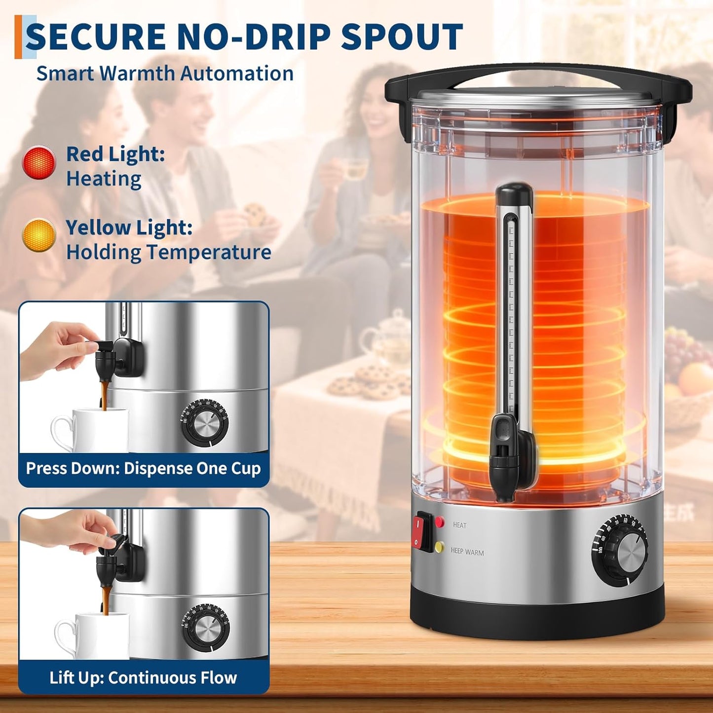 Urna café 70 tazas acero inox 10L doble pared