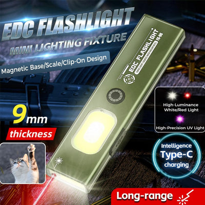Linterna EDC triple luz 950LM UV magnética IPX4