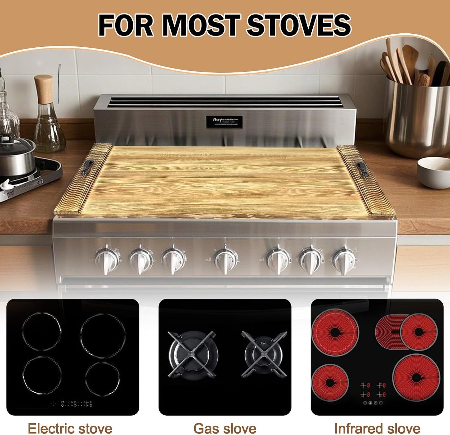 Cubierta estufa bambú 30x22pulg decoración rústica cocina