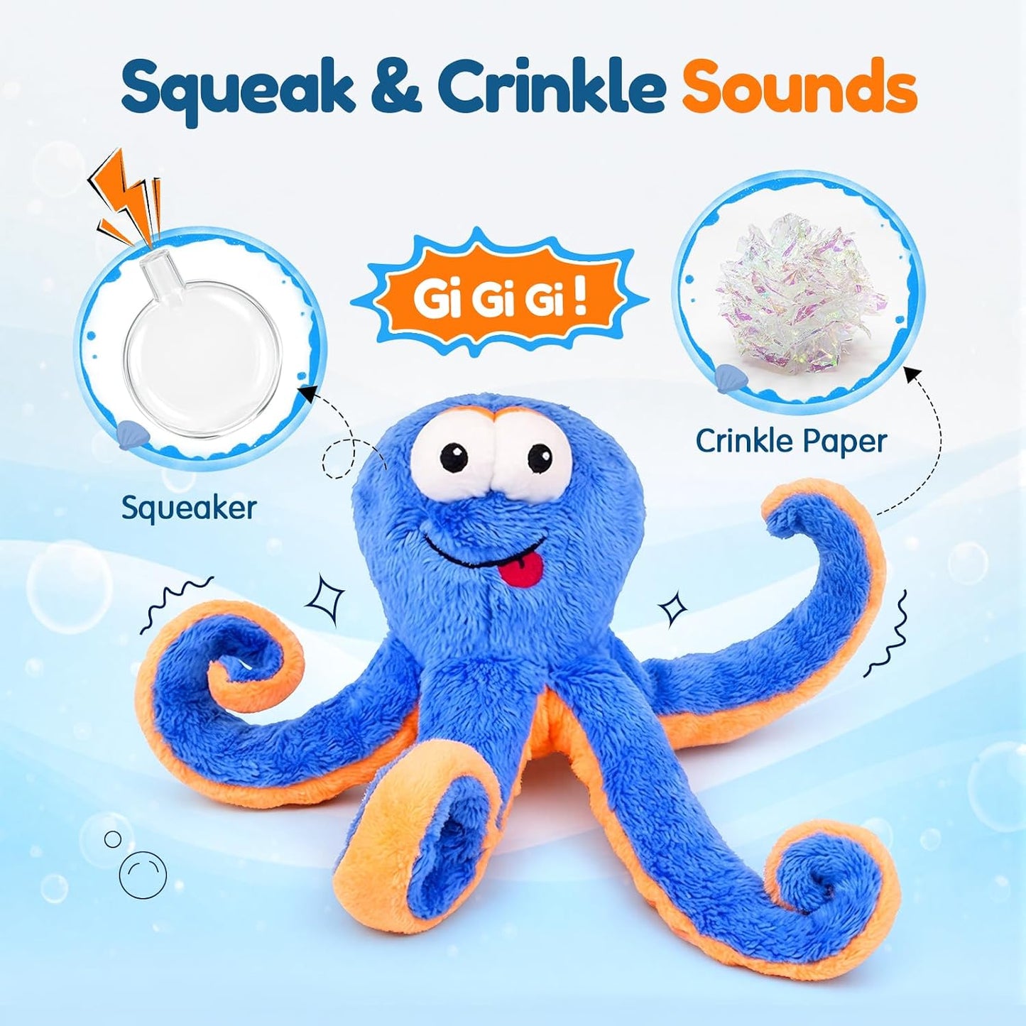 Juego 3 juguetes peluche temática oceánica perros pequeños