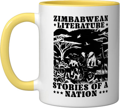 Taza Cerámica Sudafricana Viaje Zimbabue Amarillo/Blanco