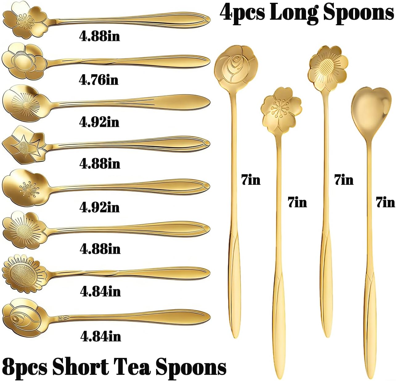 Set 12 Cucharas Té Cafetera con Bolsa Almacenamiento Acero Inox