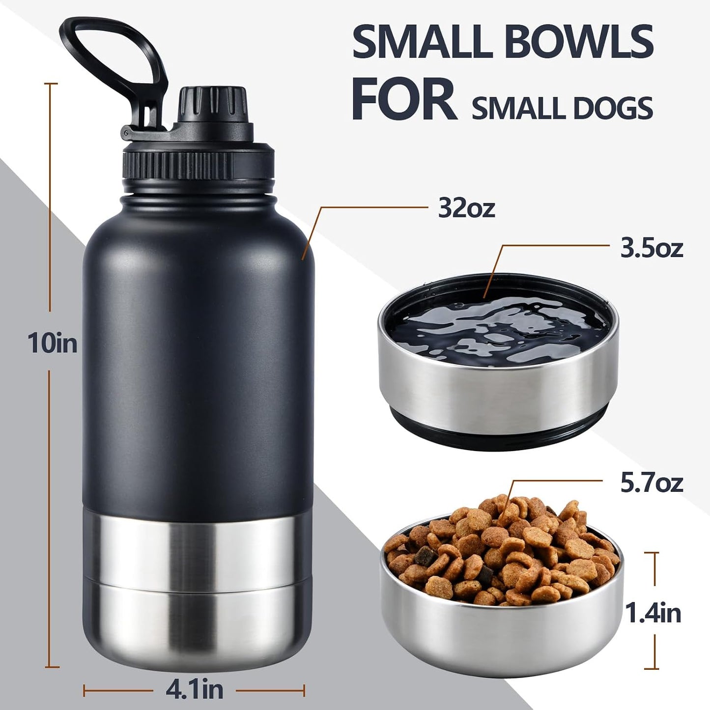 Botella agua aislada perros 32oz doble pared acero inox