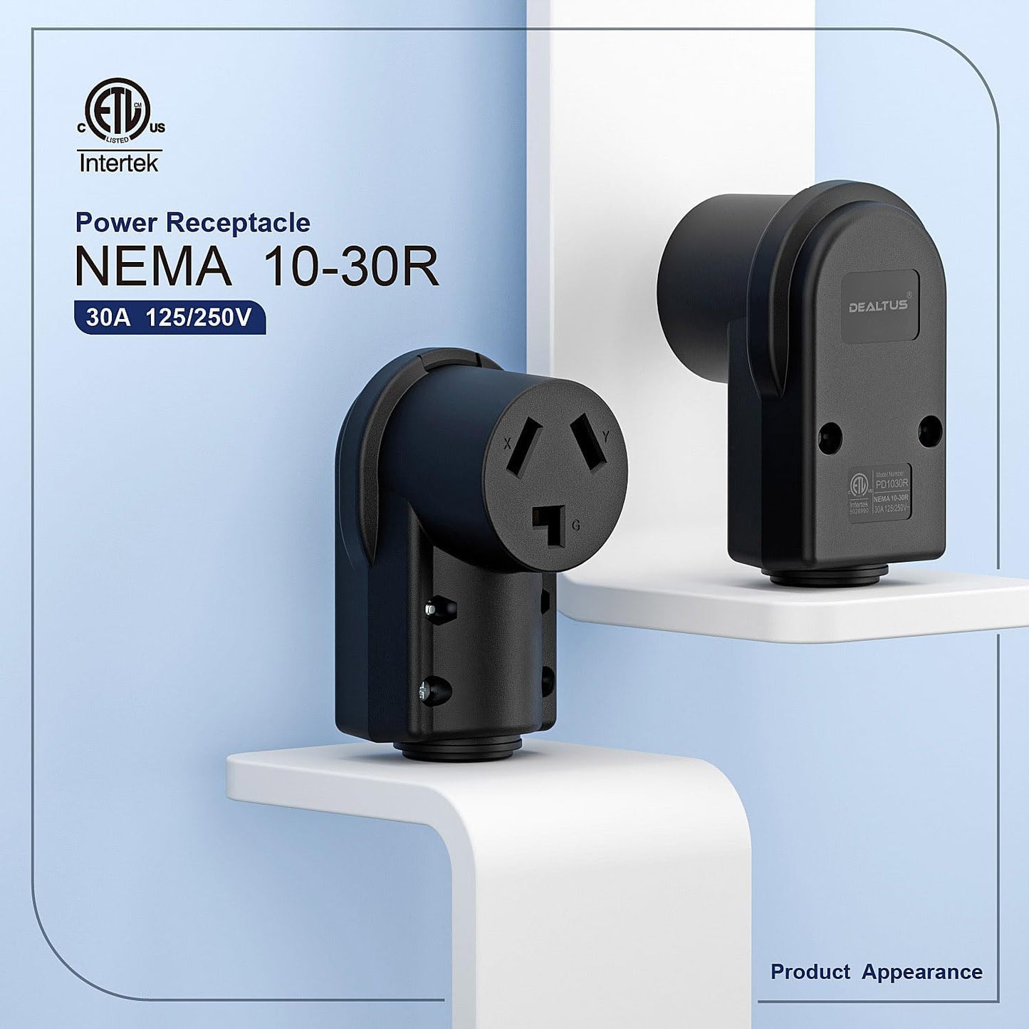 Tomacorriente NEMA 10-30R 30A 125/250V ETL Certificado Negro