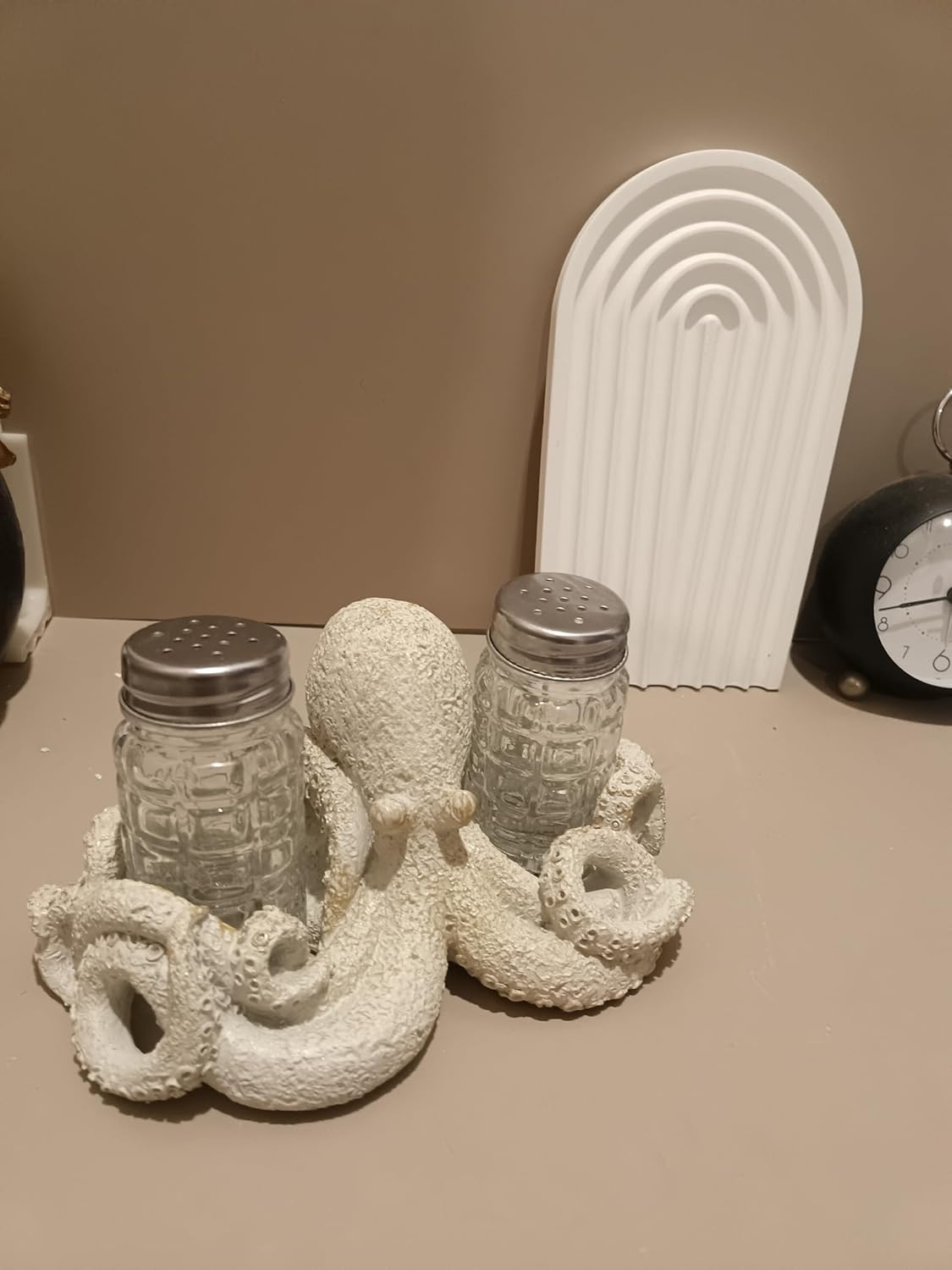 Juego de sal y pimienta Octopus con soporte, vidrio decorativo para cocina y mesa