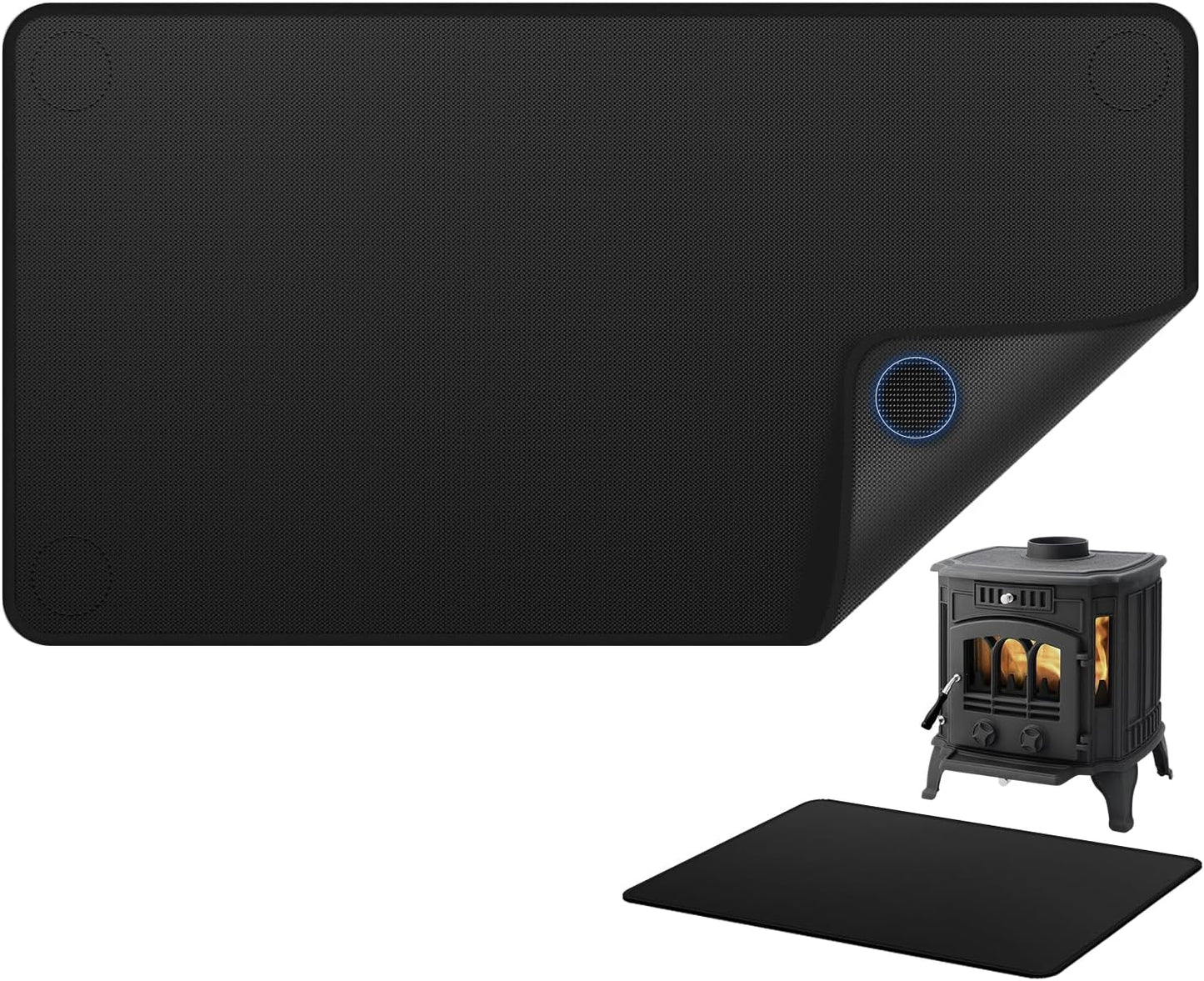 Tapete chimenea 25x39pulg doble cara ignífugo antideslizante
