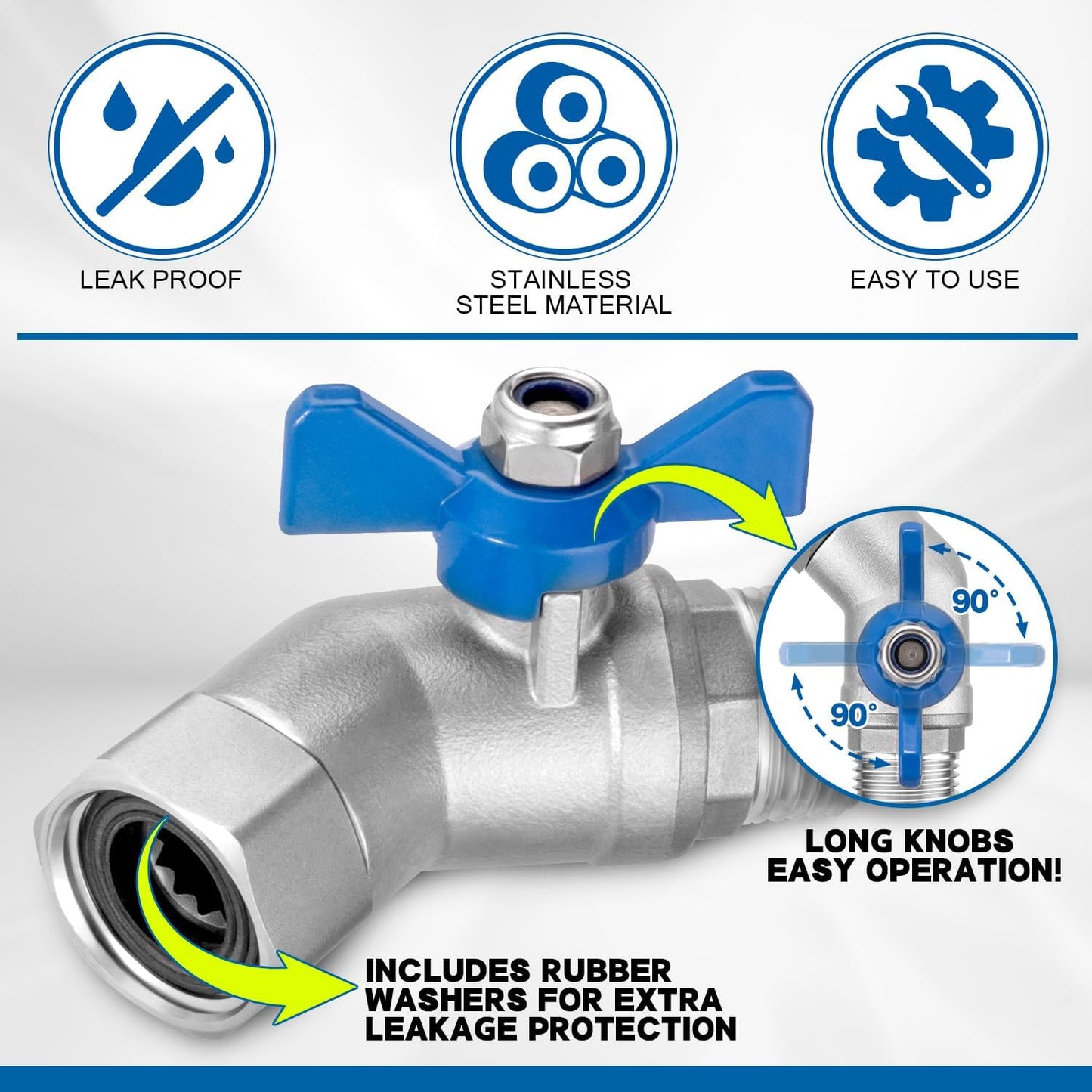 Conector codo manguera acero inox 3/4pulg GHT 45grados