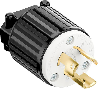 Conector NEMA L5-15P 15A 125V para generadores negro/blanco