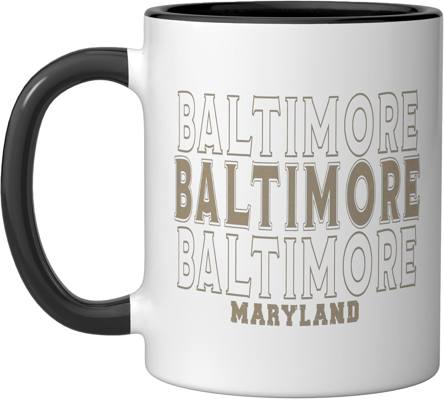 Taza Cerámica Vintage Baltimore Md Negro/Blanco
