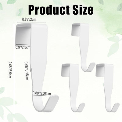 4 Pzas Gancho Acero Carbono para Puerta 0.6pulg Blanco