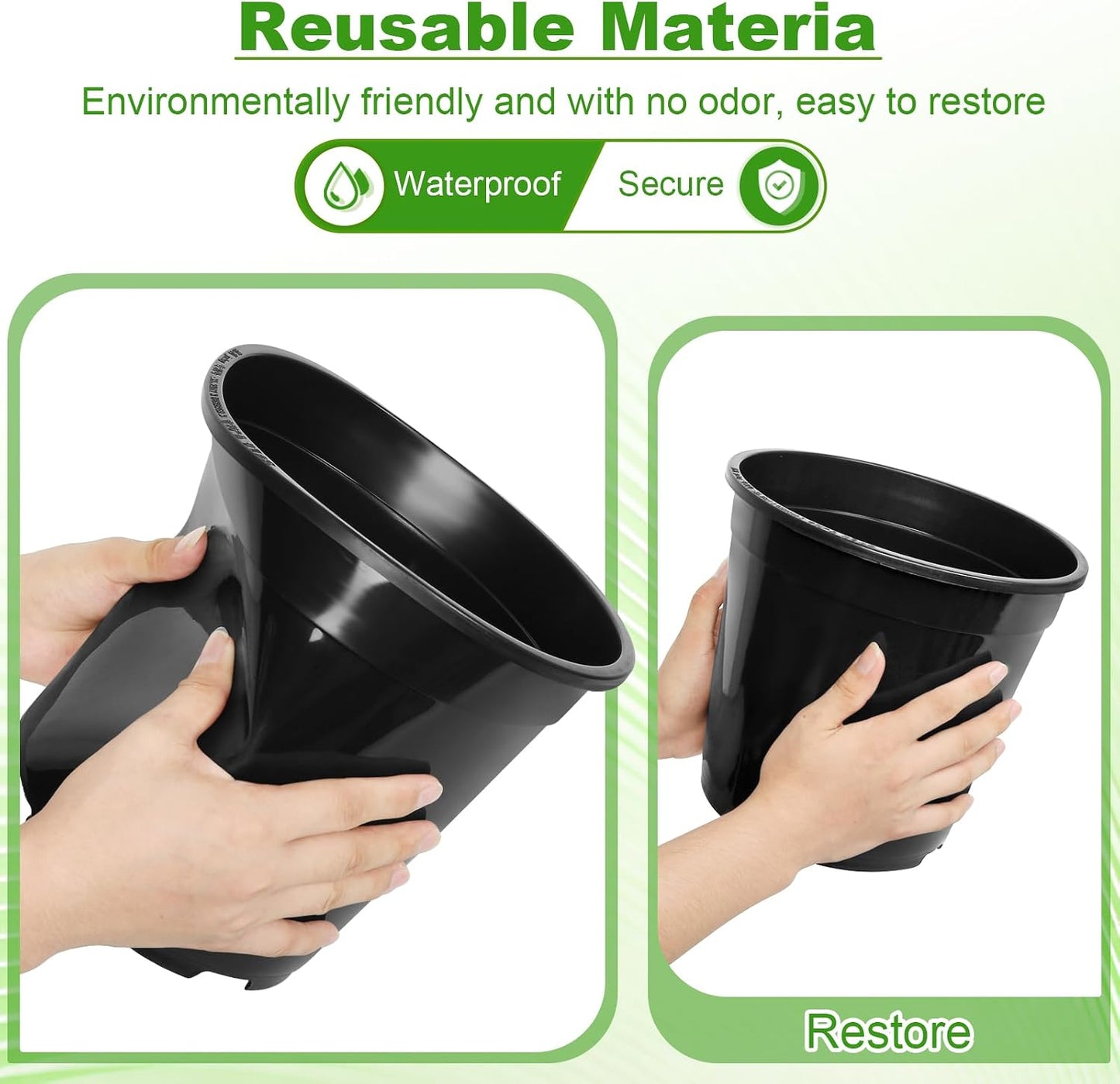 10 Macetas Plástico 1gal con Drenaje para Jardín y Interior Negro